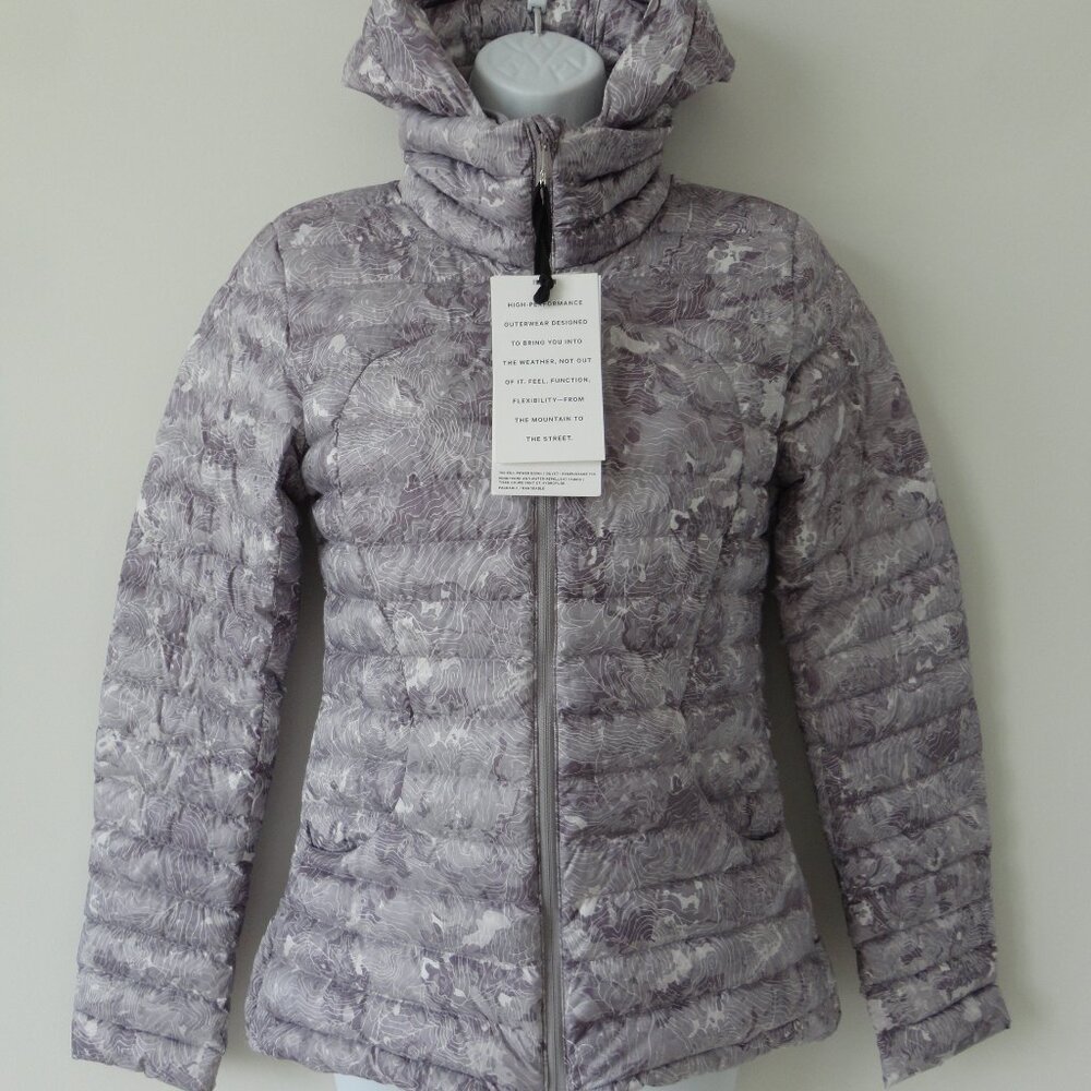 NWT LULULEMON ELPM Purple Grey Multi 700 Fill Pack It Down Again Hooded Jacket 4